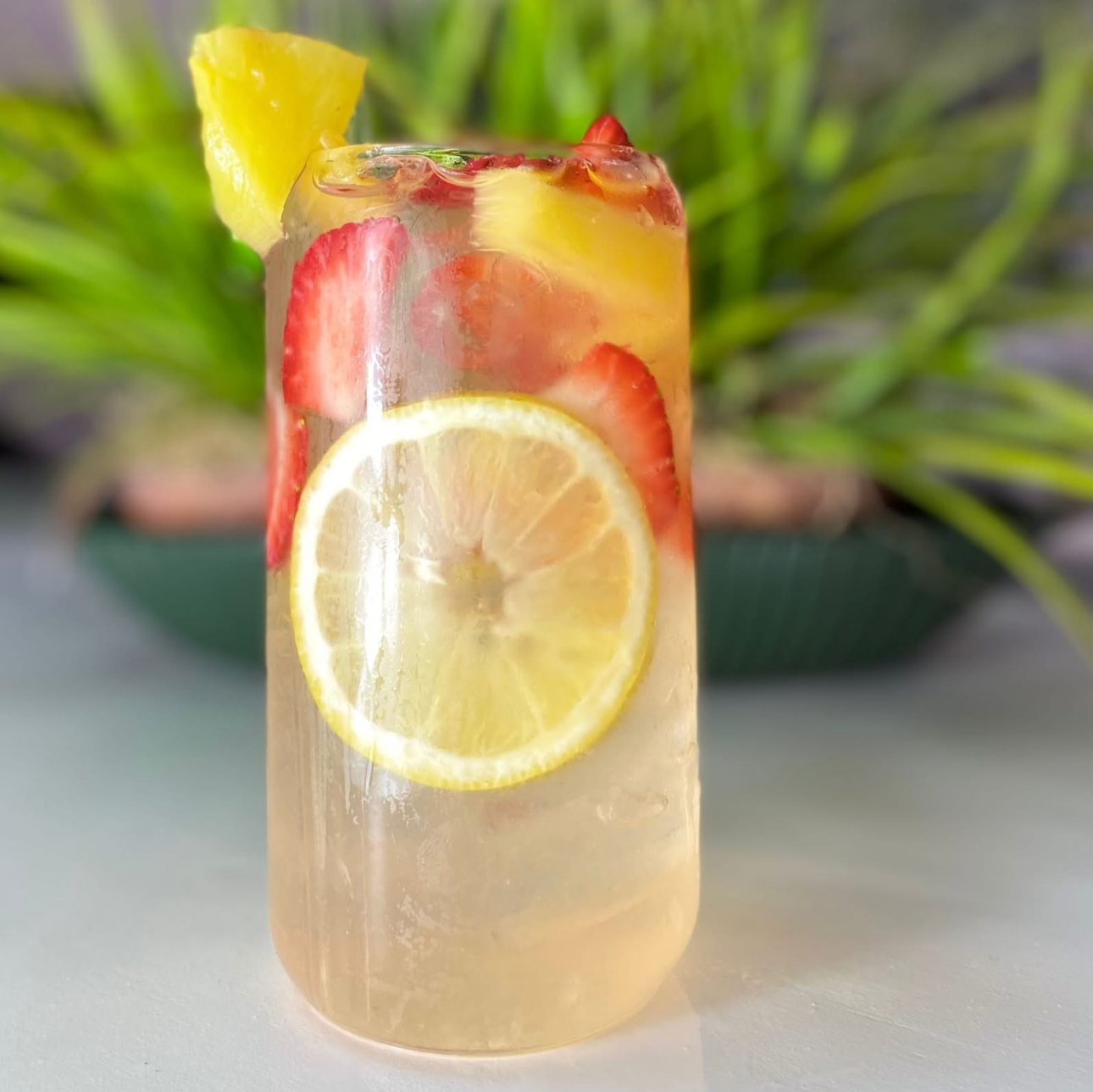 Fresh strawberry lemonade with pineapple and citrus at Harvest Cafe Nassau